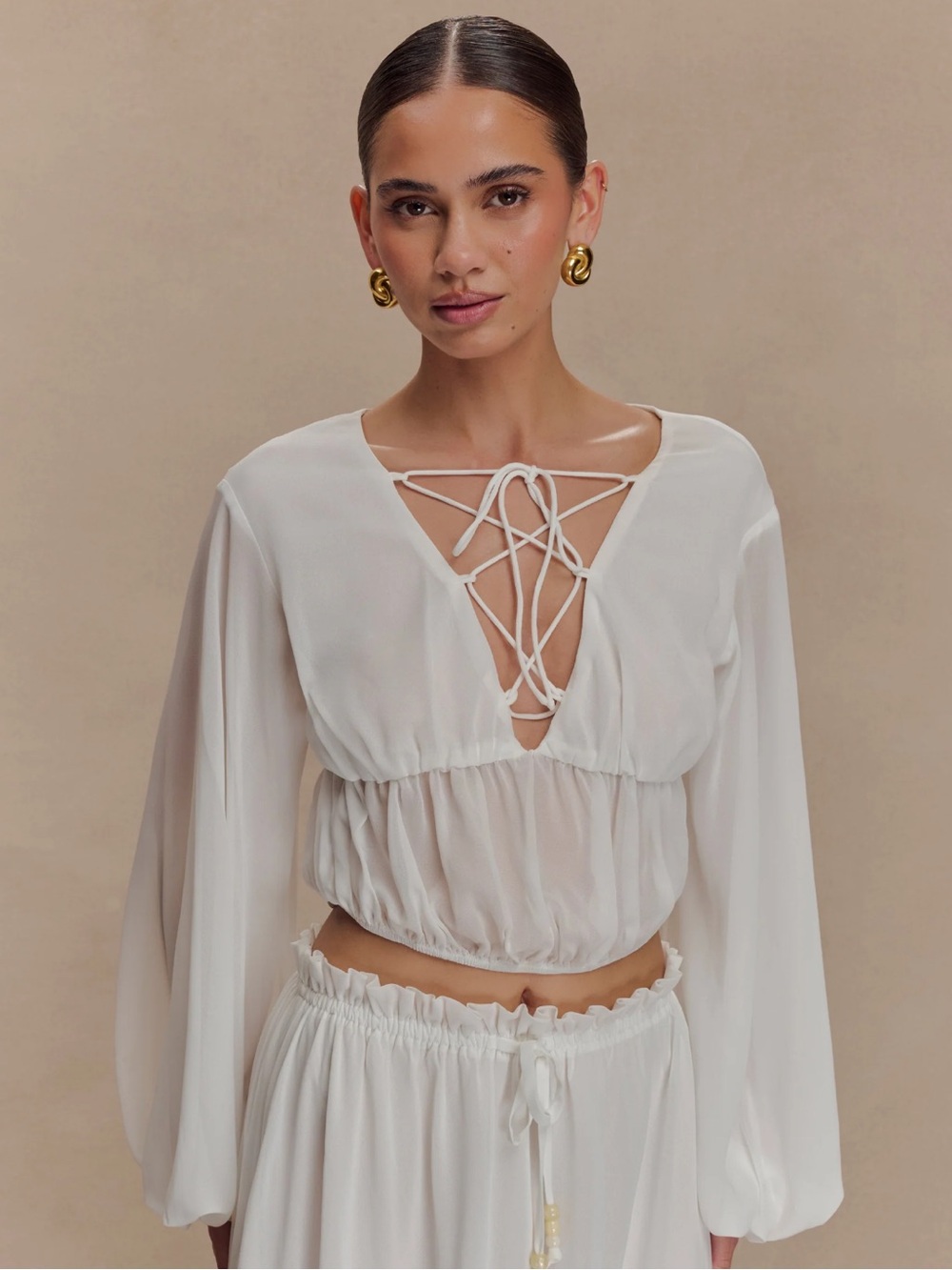 NWT Carlie Cross Tie Top